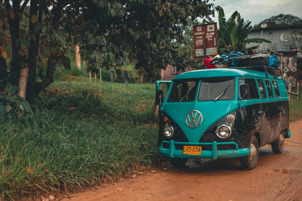 Photo of a Blue Volkswagen Van